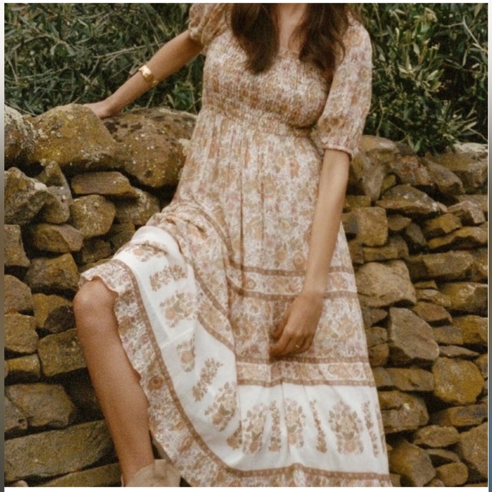 Spell Juniper Shirred dress